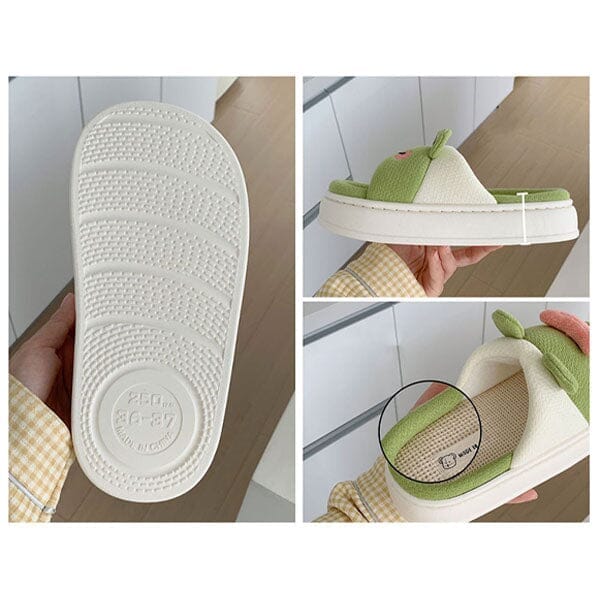 Frog Shhhandals Slippers | Unisex Linen Waffle Knit Plush Animal Slides | Multiple Sizes - Image 9