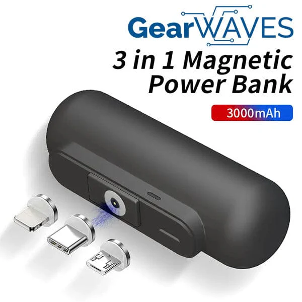 GearWaves: Mini Magnetic 3-in-1 Portable Device Charger Power Bank - Image 3