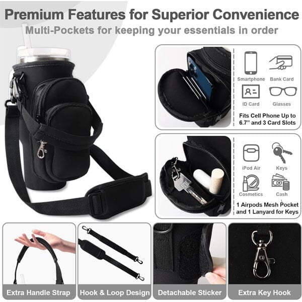 HydriEase Carry Bag Holder w/ Strap & Pockets for 40oz Tumbler Cup - Image 7