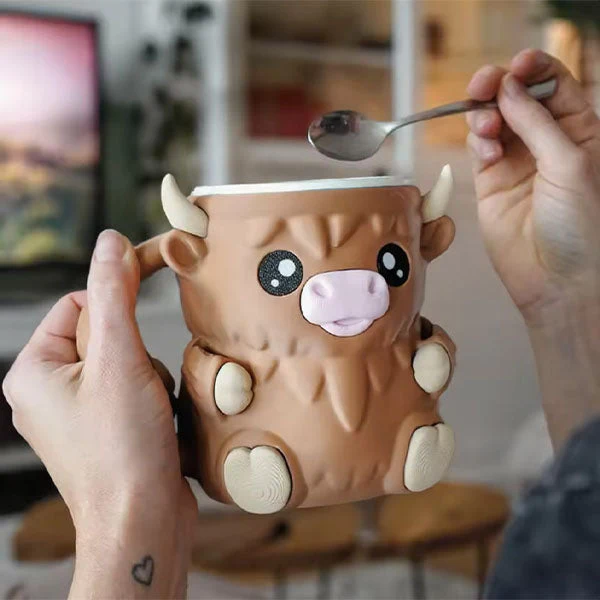PintCuddler Cartoon Cow Ice Cream Pint Holder Kit (Includes 2 Spoons & Cookie Tray) - Image 4