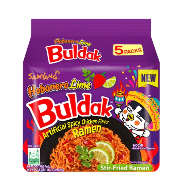 Samyang Buldak Chicken Ramen Noodles Habanero Lime (5pk) - Image 3