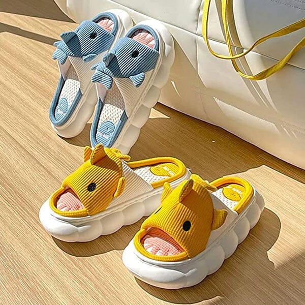Shark Shhhandals Slippers | Unisex Linen Waffle Knit Plush Animal Slides | Multiple Sizes - Image 3