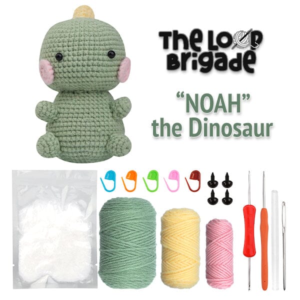 The LOOP Brigade: DIY Mini Crochet Plush Toy Complete Kit For Beginners - Noah the Dinosaur - Image 4