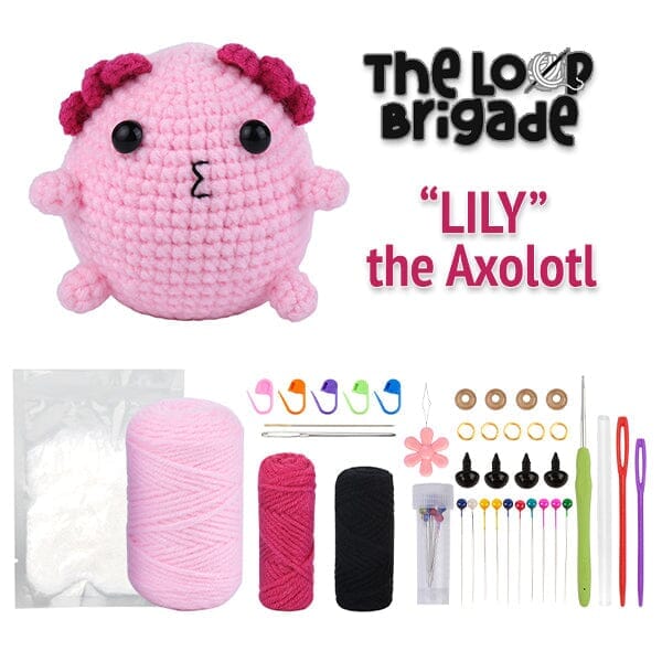 The LOOP Brigade: DIY Mini Crochet Plush Toy Complete Kit For Beginners - Lily the Axolotl - Image 4