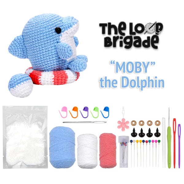 The LOOP Brigade: DIY Mini Crochet Plush Toy Complete Kit For Beginners - Moby the Dolphin - Image 6